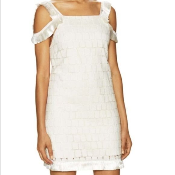 Alexis 'Jasmine Paneled Tas-sel Trim Shift Dress' Size XS Womens - White - Picture 1 of 10
